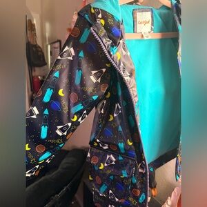 Cat & Jack Kids Space Raincoat - Black with Teal Lining and Multicolor Rockets